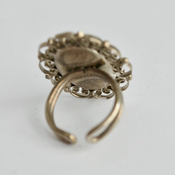 Vintage Italy Marked Floral Ceramic Ring Adjustable - Picture 4 of 5